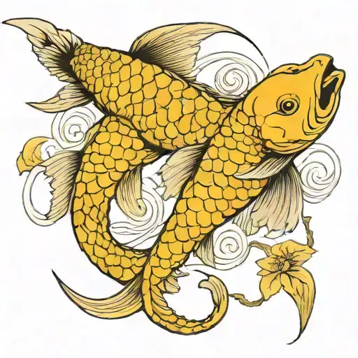 Japanese carp and crawling scorpion tattoo design idea