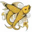 Japanese carp and crawling scorpion tattoo design idea