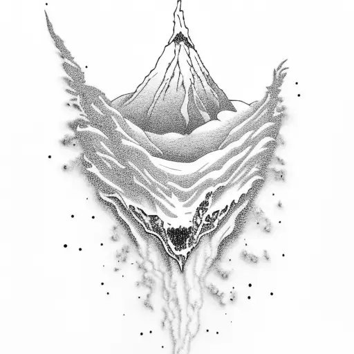 snowmobile volcano tattoo design idea