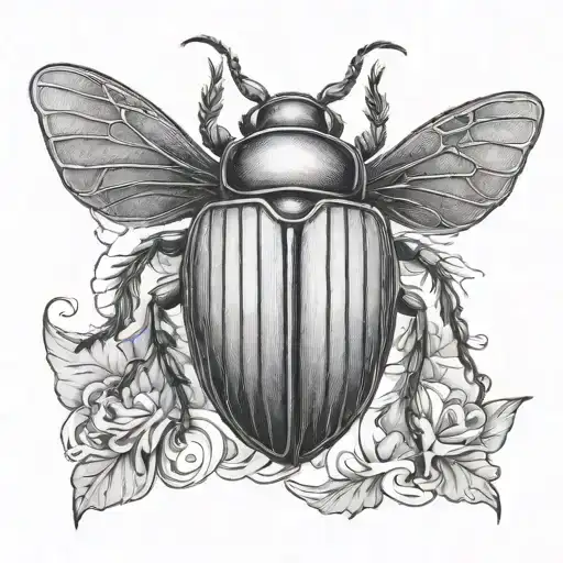 beetle flying tattoo design idea
