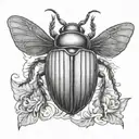 beetle flying tattoo design idea