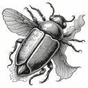 beetle flying tattoo design idea