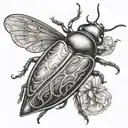 beetle flying tattoo design idea