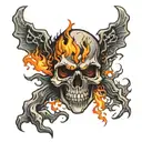 Skull engulfed in flames tattoo design idea