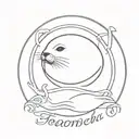 seal without an arm with the word focamocha tattoo design idea