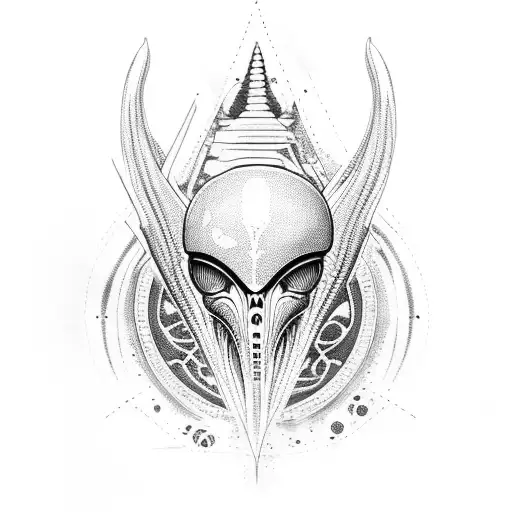 alien, space, sea tattoo design idea