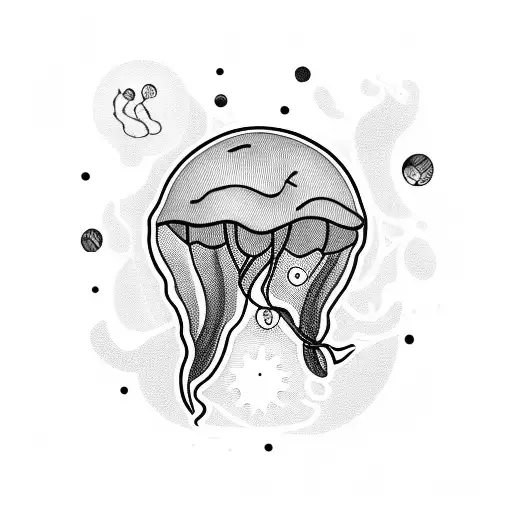 astronaut helmet filled with a jellyfish  tattoo design idea