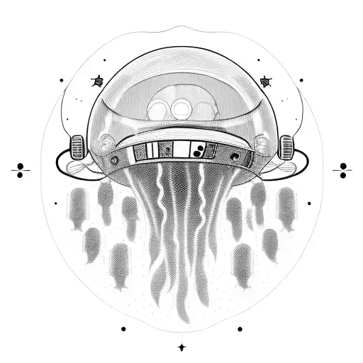 jellyfish in outer space with astronaut helmet  tattoo design idea