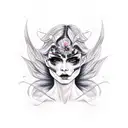 beautiful evil woman face tattoo design idea