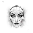 beautiful evil woman face tattoo design idea
