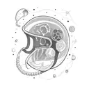 astronaut helmet filled with a jellyfish  tattoo design idea