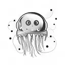 astronaut helmet filled with a jellyfish  tattoo design idea