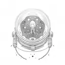 astronaut helmet filled with a jellyfish  tattoo design idea