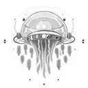 jellyfish in outer space with astronaut helmet  tattoo design idea