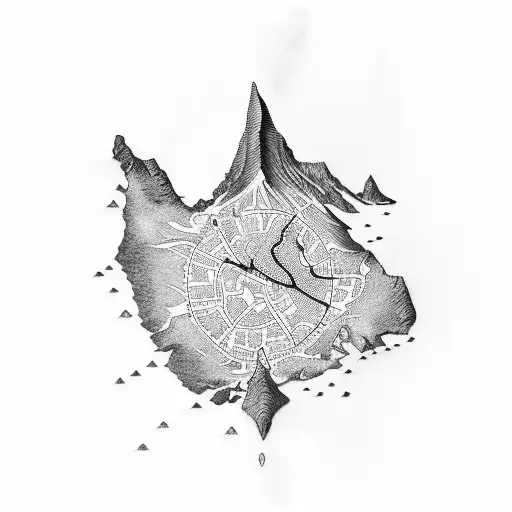 map of Iceland in mammen style tattoo design idea