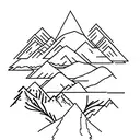 mountain, Aspen tree, pine tree, stream, color, white ink tattoo design idea