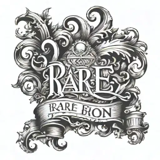 The word "RARE" in hanson font tattoo design idea