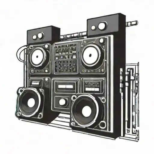 show four buttons in a row: play, pause, stop, record like you see in a music software. shaped rectangular  tattoo design idea