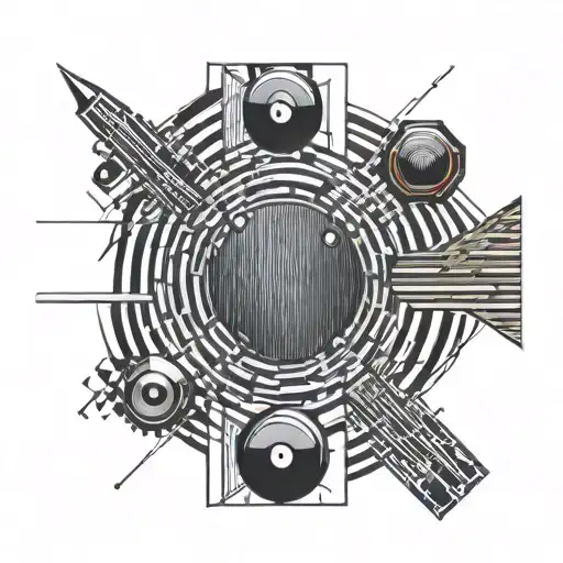 show four buttons in a row: play, pause, stop, record like you see in a music software tattoo design idea