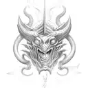 A xiphos inside of an oroboros which looks similar to phobos tattoo design idea