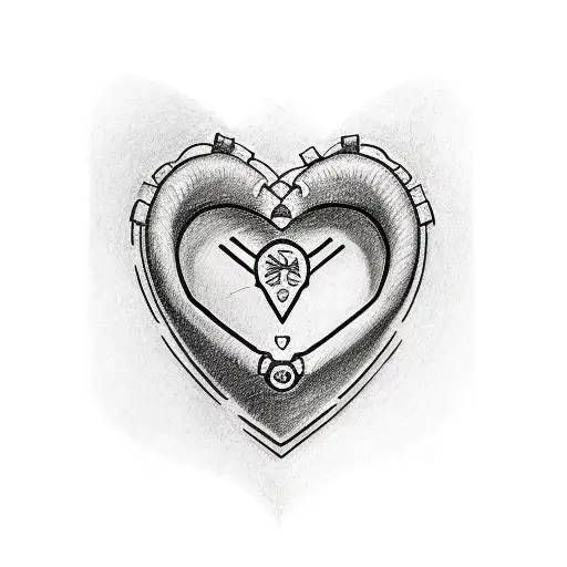 A sketch-style tattoo of a road leading to a heart-shaped steering wheel, representing the client's love for cars and their girlfriend tattoo design idea