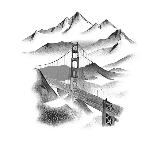 Golden Gate Bridge mountains  tattoo design idea