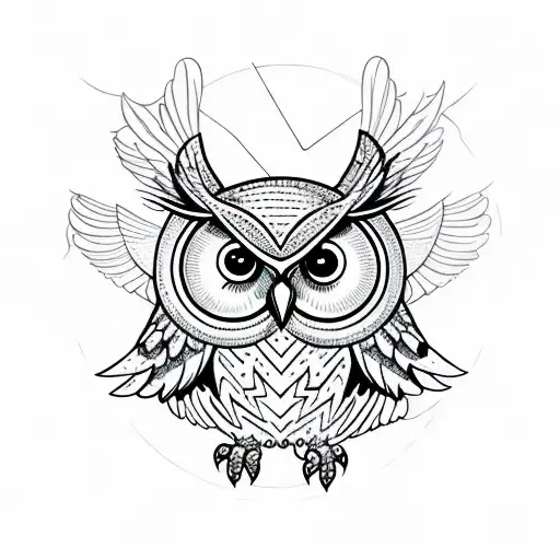 Owl WHIT THE OPEN WINGS HUNTING A MOUSE tattoo design idea