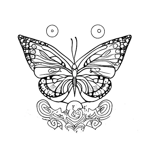 1 cat chasing 2 butterflies tattoo design idea