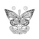 1 cat chasing 2 butterflies tattoo design idea