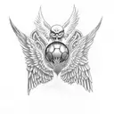 The number 12 with wings and a basketball tattoo design idea