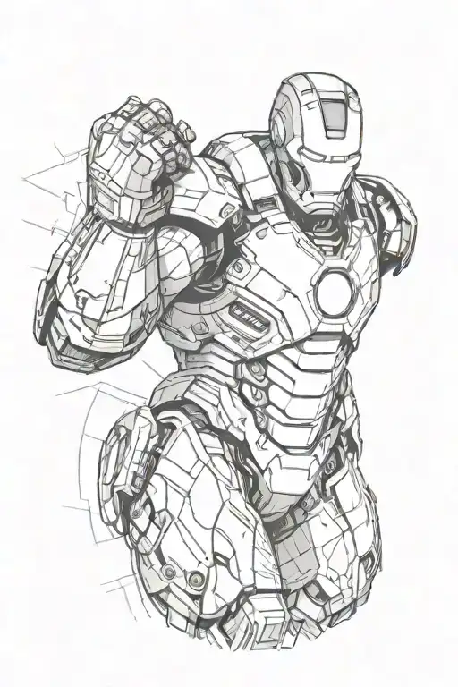 Iron man flexing his bicep tattoo design idea