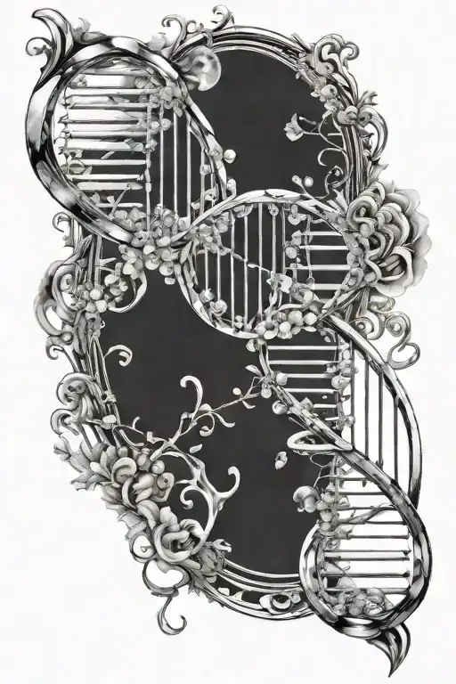 A crystal formation with a DNA double helix inside tattoo design idea