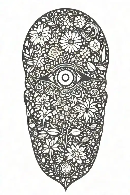 mandela of eye and flowers and plants and planets tattoo design idea