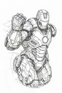 Iron man flexing his bicep tattoo design idea