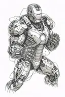 Iron man flexing his bicep tattoo design idea