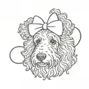 sheepadoodle with minnie mouse ears tattoo design idea
