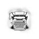 Creepy haunted typewriter tattoo design idea