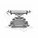 Creepy haunted typewriter tattoo design idea