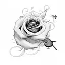 robin the bird carrying rose in its beak flying away tattoo design idea