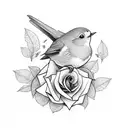 robin the bird carrying rose  tattoo design idea