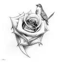 robin the bird carrying rose  tattoo design idea