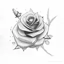 robin the bird carrying rose  tattoo design idea