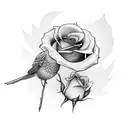 robin the bird carrying rose  tattoo design idea