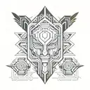 minimal neo tribal style cyber sigilism tattoo design idea