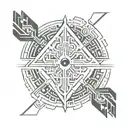 minimal neo tribal style cyber sigilism tattoo design idea