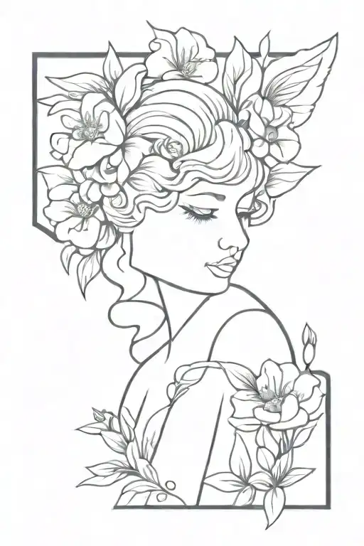 floral, angel, patchwork sleeve tattoo design idea