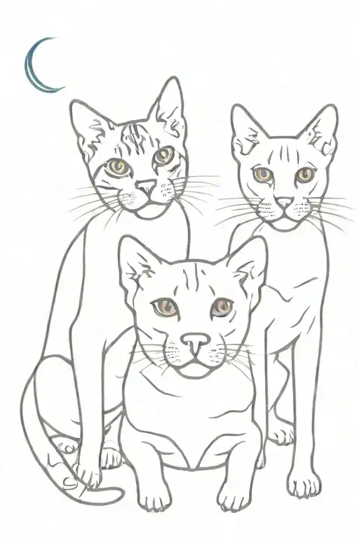 2 bengal cats and 1 labrador retriever dog tattoo design idea