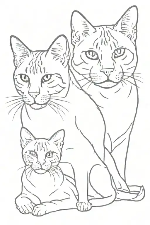 2 bengal cats and 1 labrador retriever tattoo design idea