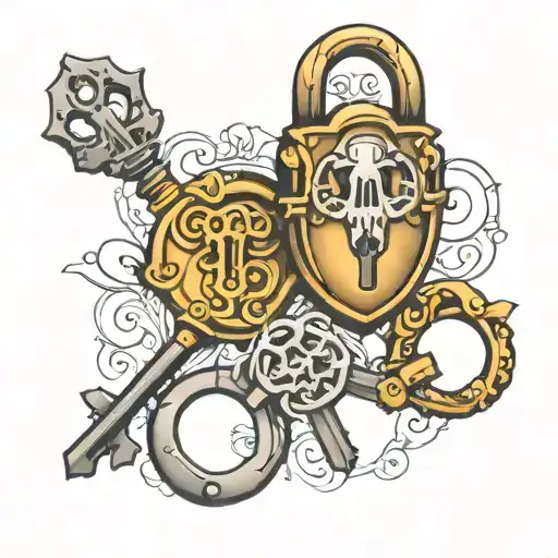 lock and key  tattoo design idea
