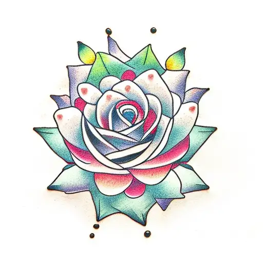 roses and lotus flowers with vines surrounding paws tattoo design idea